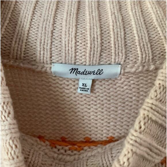 Madewell Pullover Overbrook Fair Isle Mock Neck Wool Blend Alpaca Sweater | XL - Picture 9 of 14